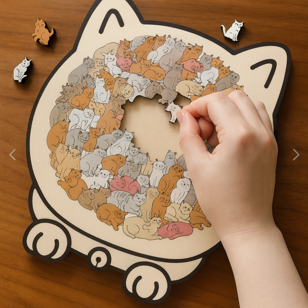 Cat Shaped Wooden Jigsaw Puzzle- Screen-Free Fun & Elegant Home Décor