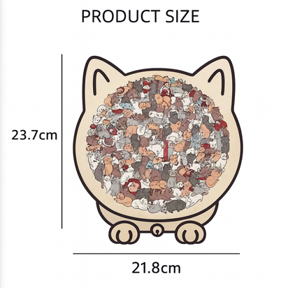 Cat Shaped Wooden Jigsaw Puzzle- Screen-Free Fun & Elegant Home Décor