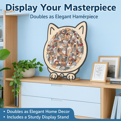 Cat Shaped Wooden Jigsaw Puzzle- Screen-Free Fun & Elegant Home Décor