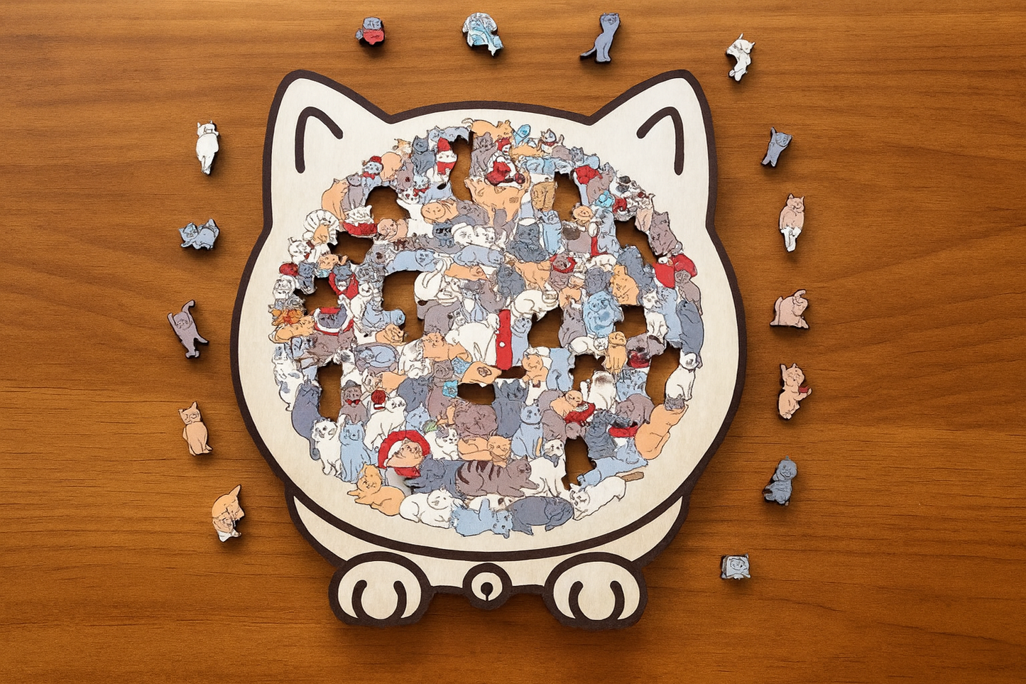 Cat Shaped Wooden Jigsaw Puzzle- Screen-Free Fun & Elegant Home Décor