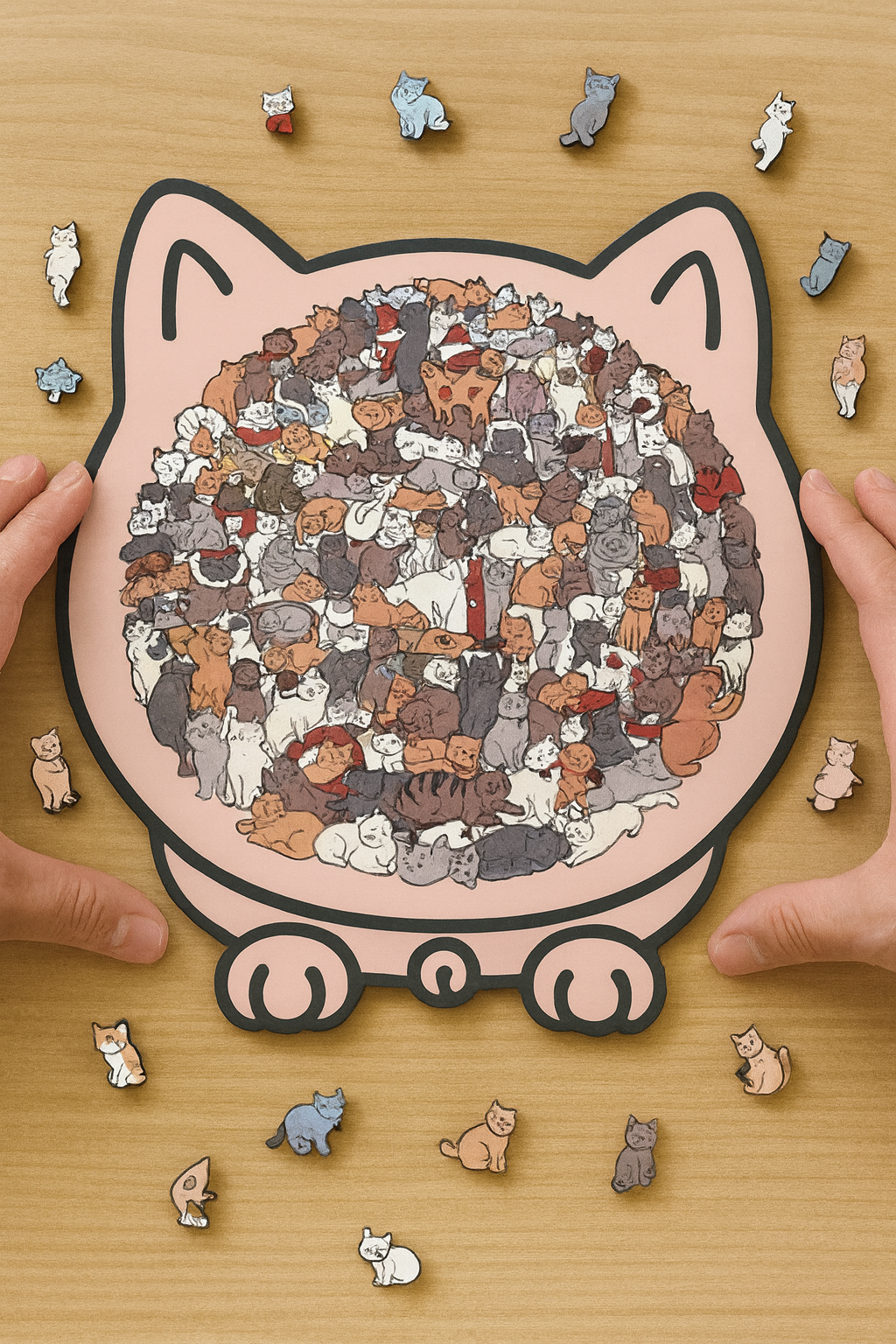 Cat Shaped Wooden Jigsaw Puzzle- Screen-Free Fun & Elegant Home Décor