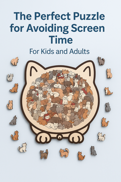 Cat Shaped Wooden Jigsaw Puzzle- Screen-Free Fun & Elegant Home Décor