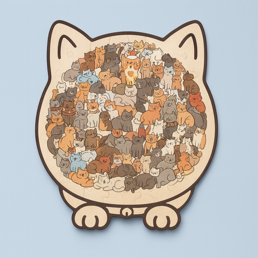 Cat Shaped Wooden Jigsaw Puzzle- Screen-Free Fun & Elegant Home Décor