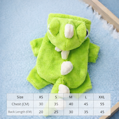 Cozy Dino Pet Costume – Soft Green Dinosaur Outfit for Cats & Small Dogs