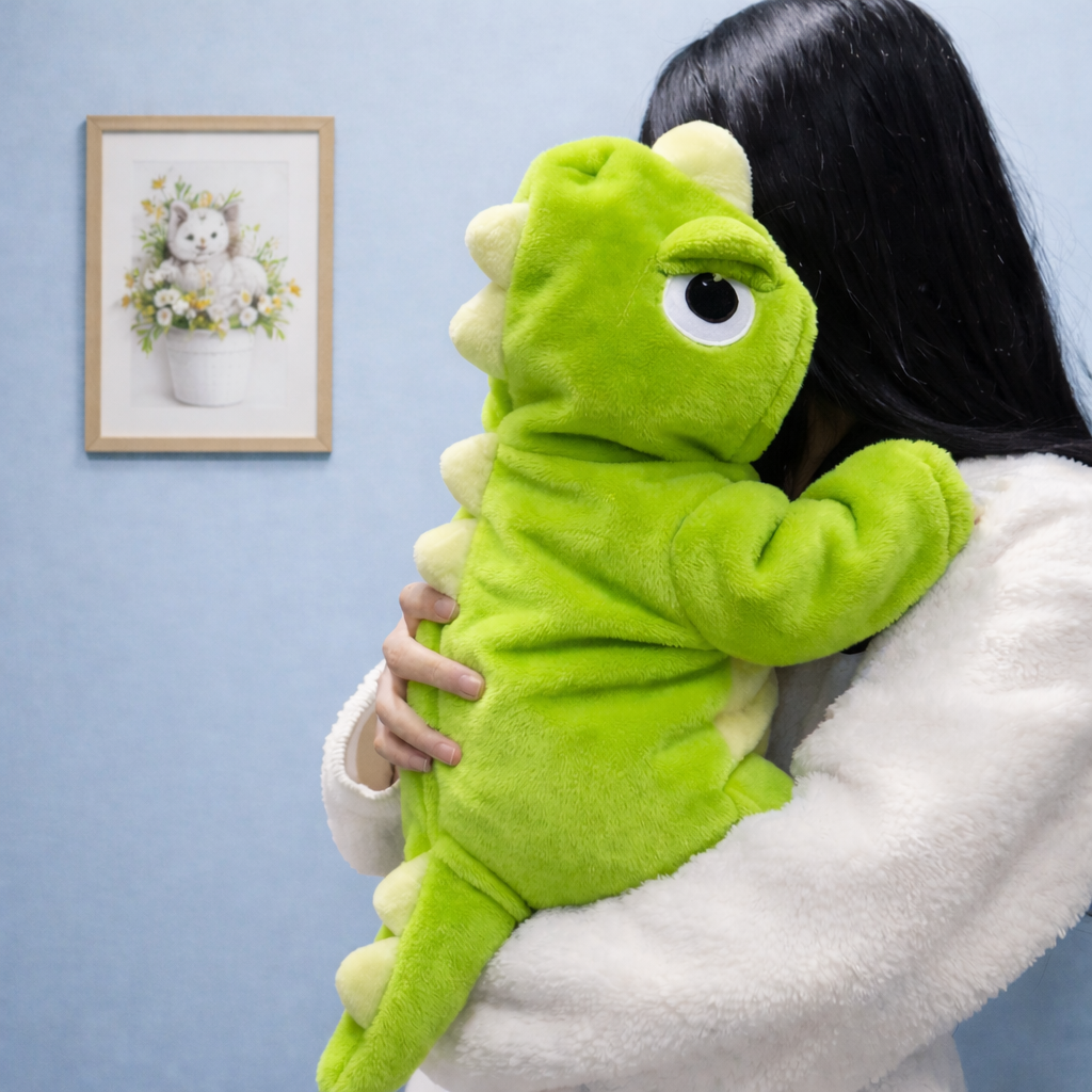 Cozy Dino Pet Costume – Soft Green Dinosaur Outfit for Cats & Small Dogs