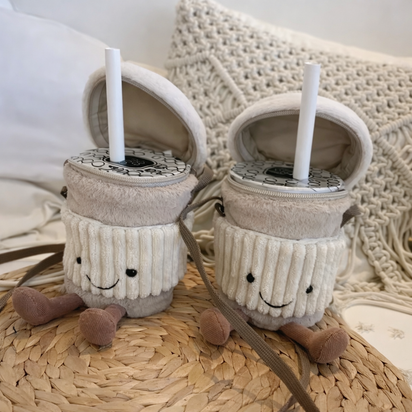 Plush Cup Holder Crossbody Bag