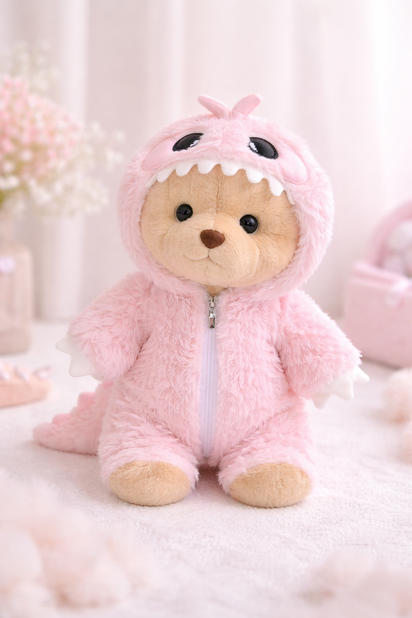 Plush Teddy with Dino Costume