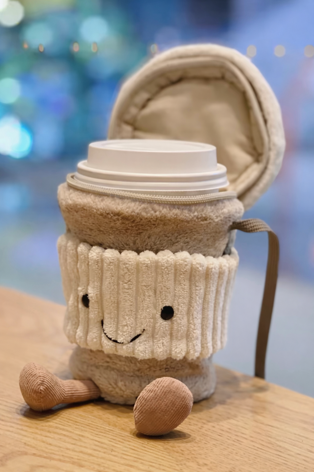 Plush Cup Holder Crossbody Bag