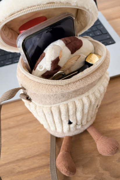 Plush Cup Holder Crossbody Bag